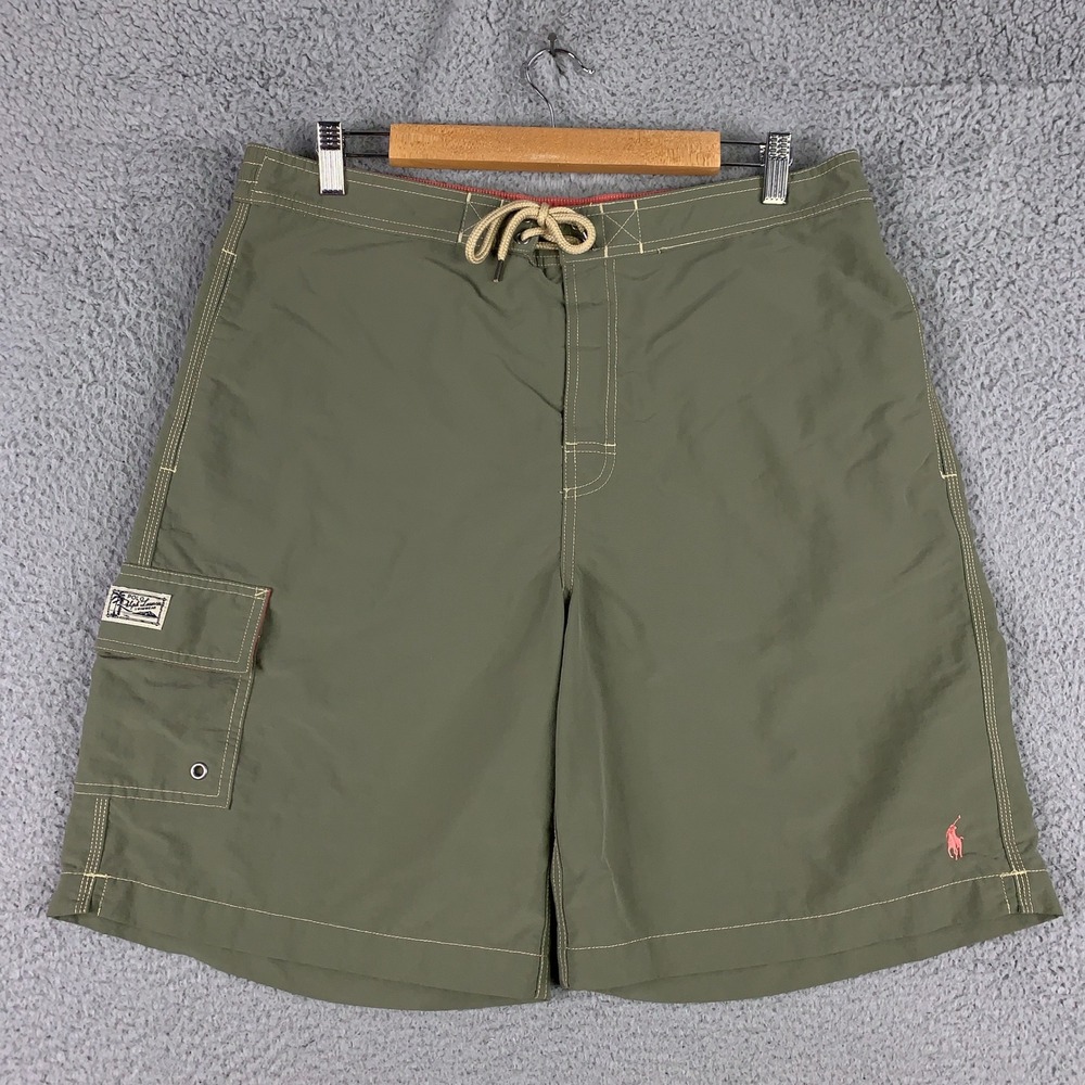 Polo Ralph Lauren Kailua Board Shorts Mens Large Green Swim Trunks Cargo Pocket